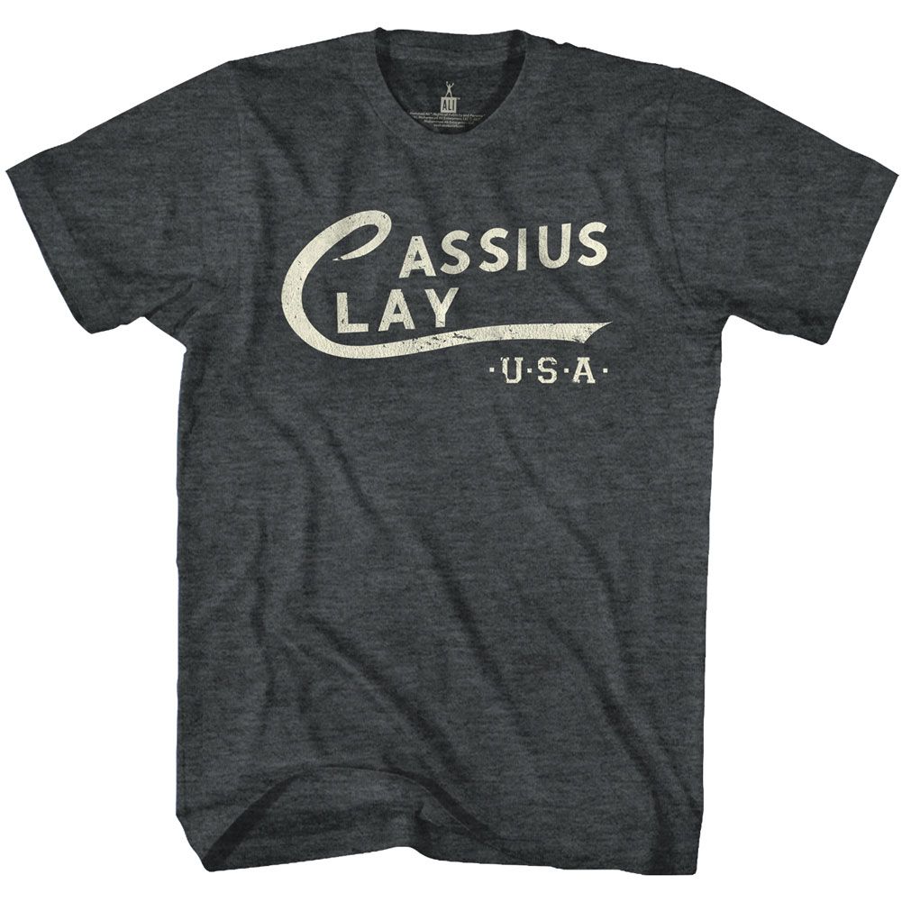 MUHAMMAD ALI-CASSIUS CLAY LOGO-BLACK HEATHER ADULT S/S TSHIRT