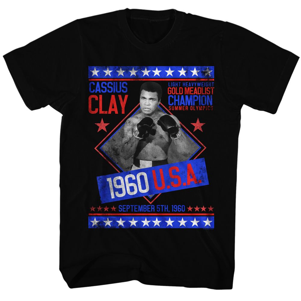 MUHAMMAD ALI-GOLD MEDALIST-BLACK ADULT S/S TSHIRT