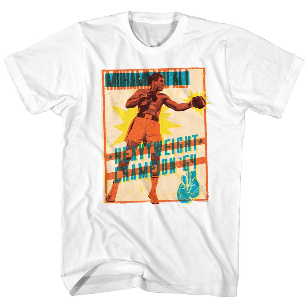 MUHAMMAD ALI-BRIGHT POSTER-WHITE ADULT S/S TSHIRT