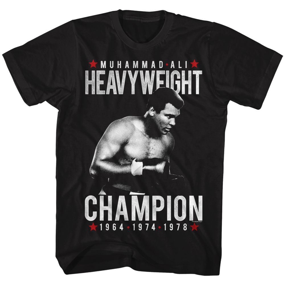 MUHAMMAD ALI-HEAVY CHAMP-BLACK ADULT S/S TSHIRT