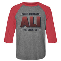 Thumbnail for MUHAMMAD ALI-GREATEST-PREMIUM HEATHER/VINTAGE RED ADULT 3/4 SLEEVE RAGLAN