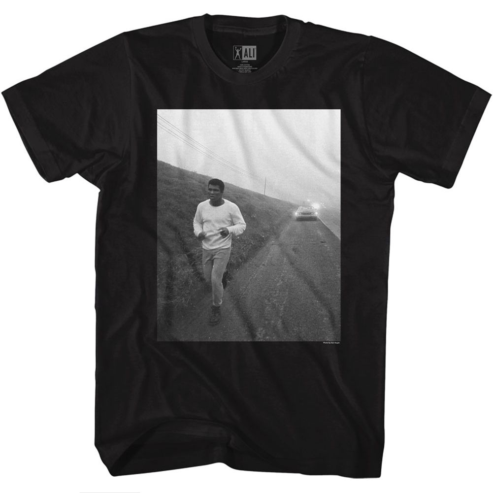 MUHAMMAD ALI-ROADRUNNING-BLACK ADULT S/S TSHIRT