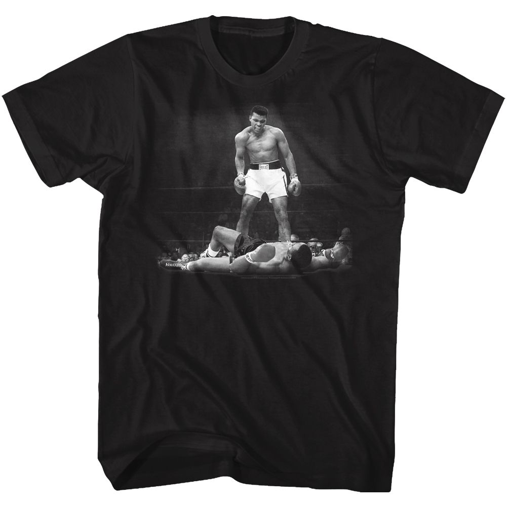 MUHAMMAD ALI-ALI OVER LISTON-BLACK ADULT S/S TSHIRT
