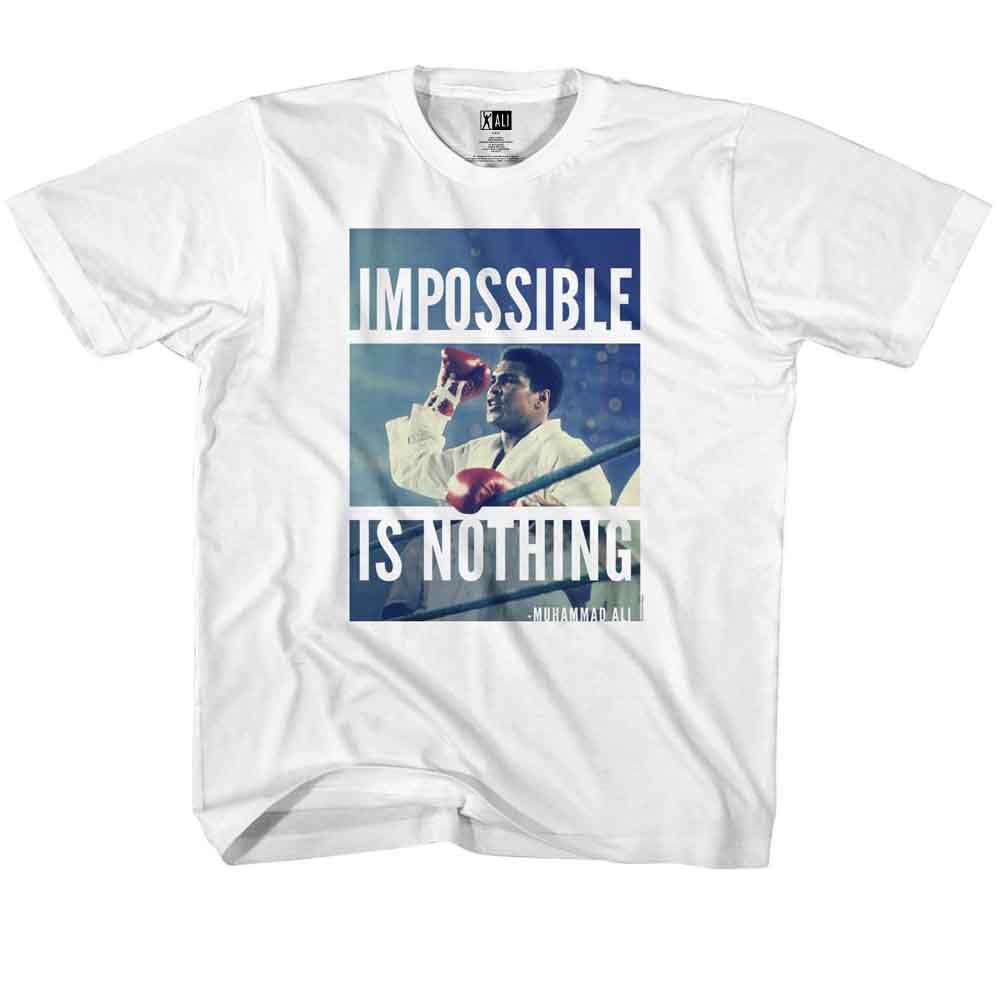 MUHAMMAD ALI-IMPOSSIBLE IS NOTHING-WHITE YOUTH S/S TSHIRT