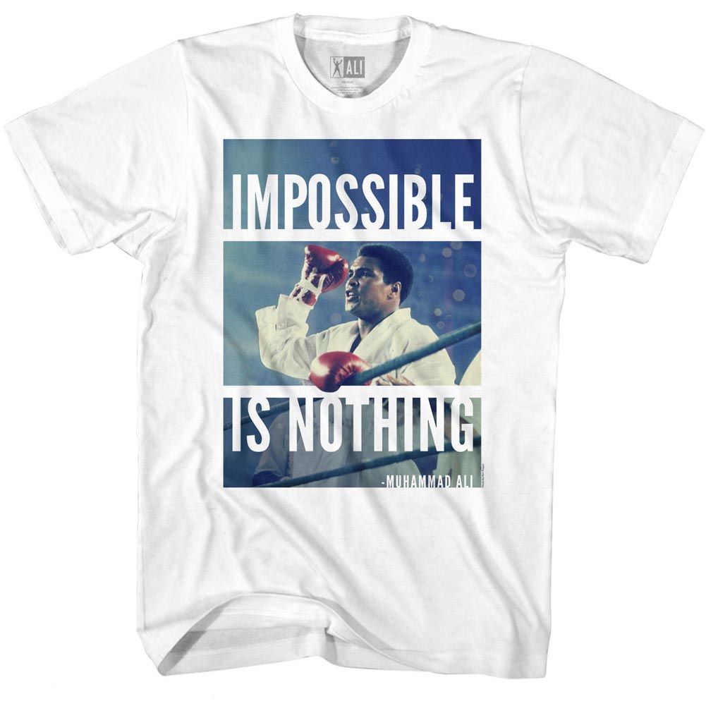 MUHAMMAD ALI-IMPOSSIBLE IS NOTHING-WHITE ADULT S/S TSHIRT