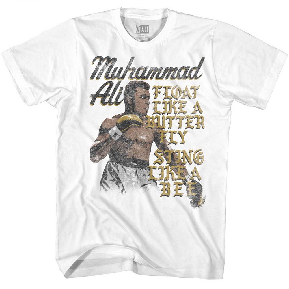 MUHAMMAD ALI-FLOATSTING-WHITE ADULT S/S TSHIRT