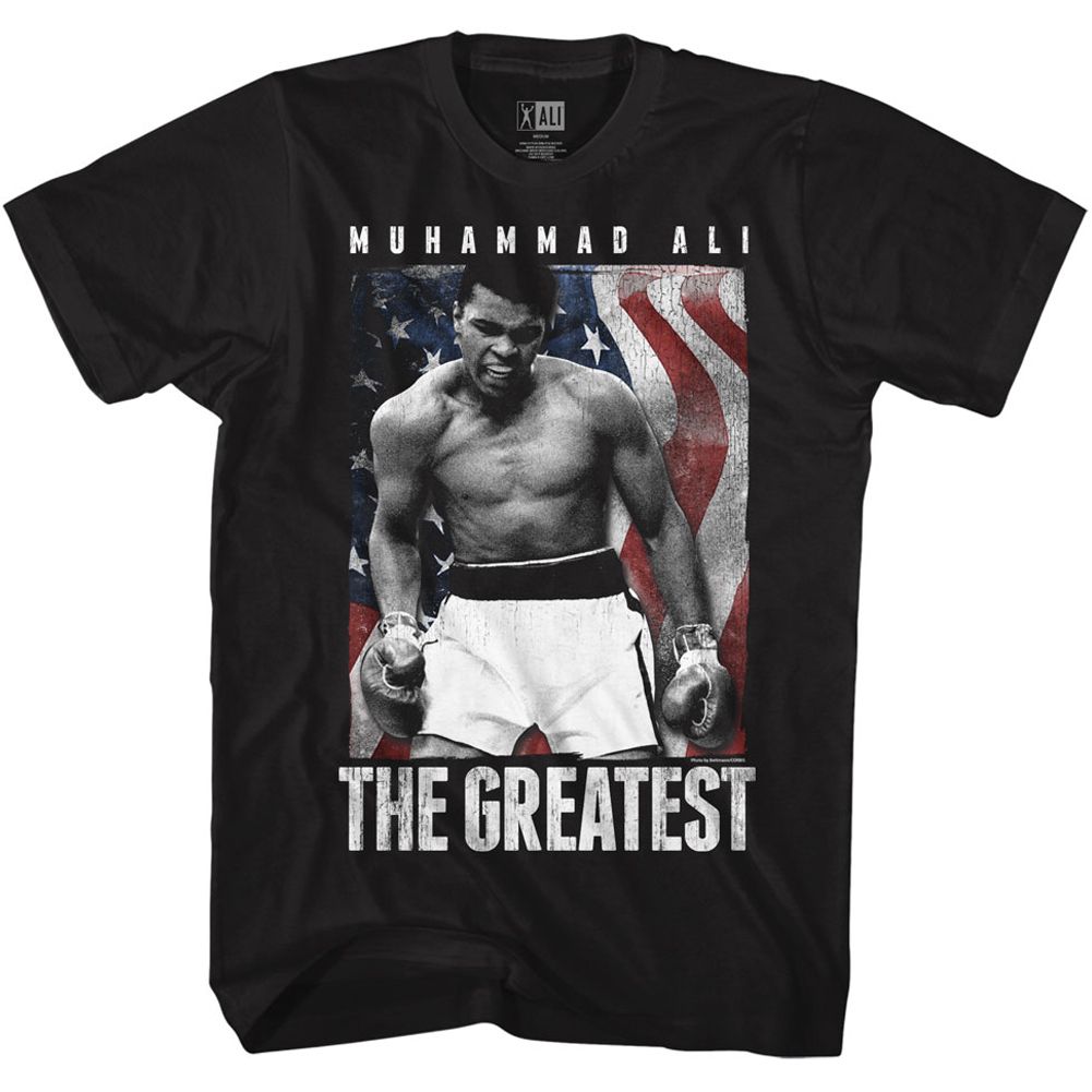 MUHAMMAD ALI-AMERICALI-BLACK ADULT S/S TSHIRT