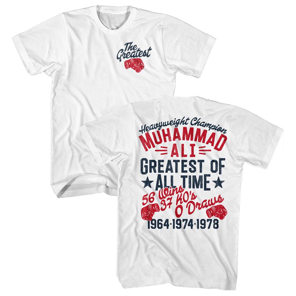 MUHAMMAD ALI-THE GREATEST GLOVE-WHITE ADULT S/S TSHIRT
