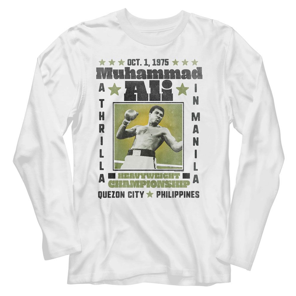MUHAMMAD ALI-MUHAMMAD ALI A THRILLA-WHITE ADULT L/S TSHIRT