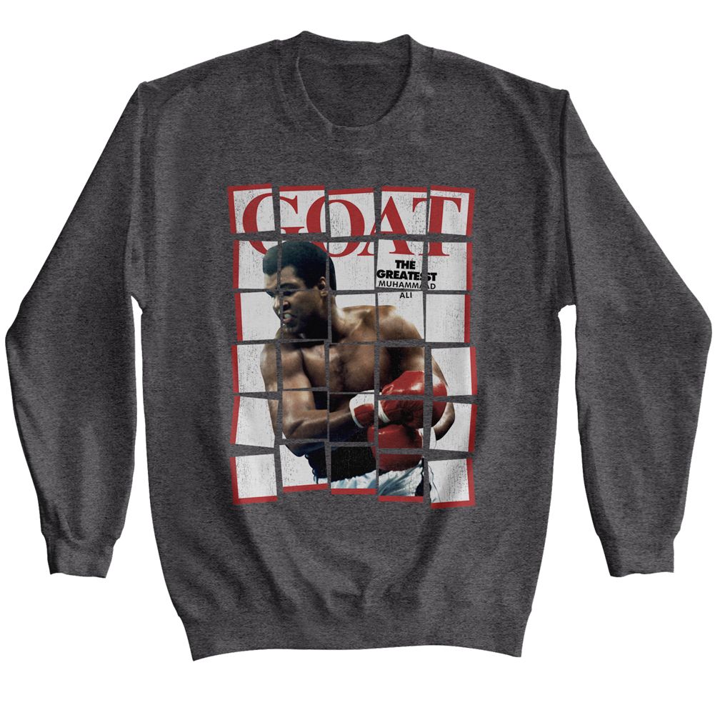 MUHAMMAD ALI-ALI GOATY-DARK HEATHER ADULT L/S SWEATSHIRT