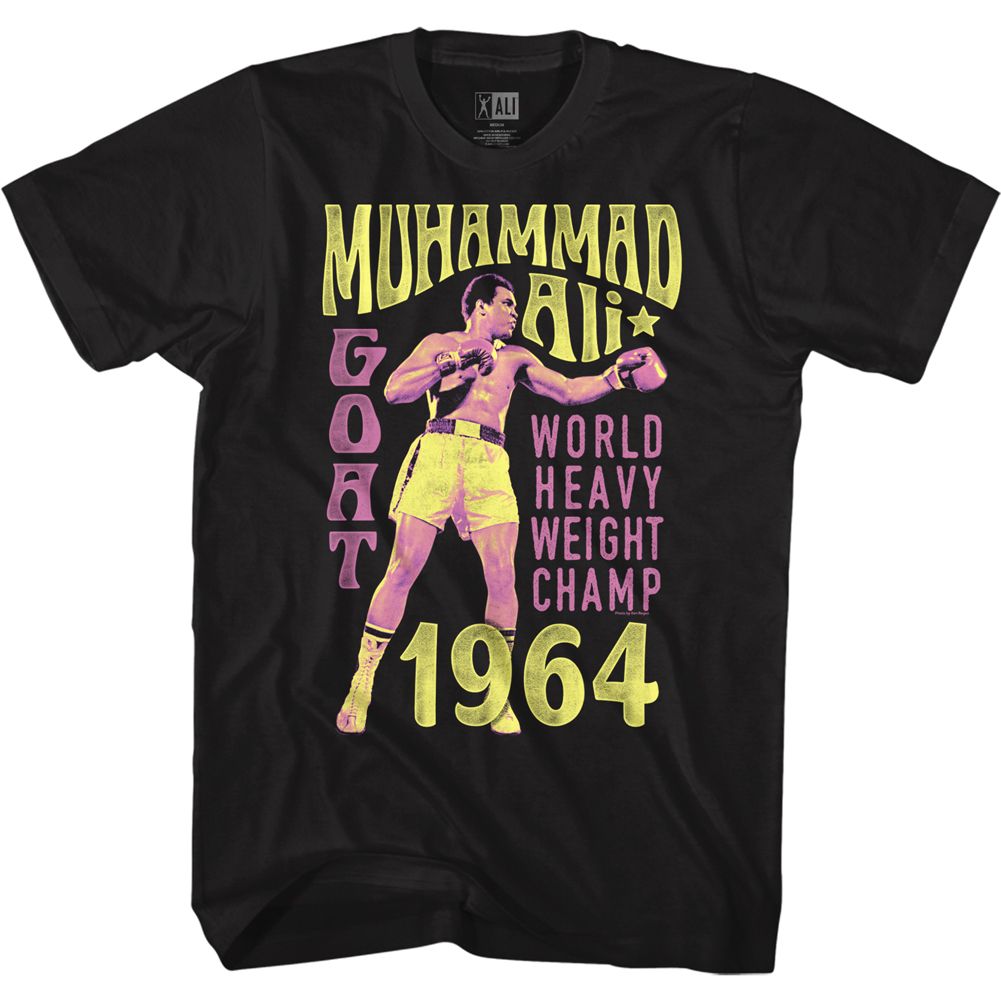 MUHAMMAD ALI-GOAT 1964-BLACK ADULT S/S TSHIRT