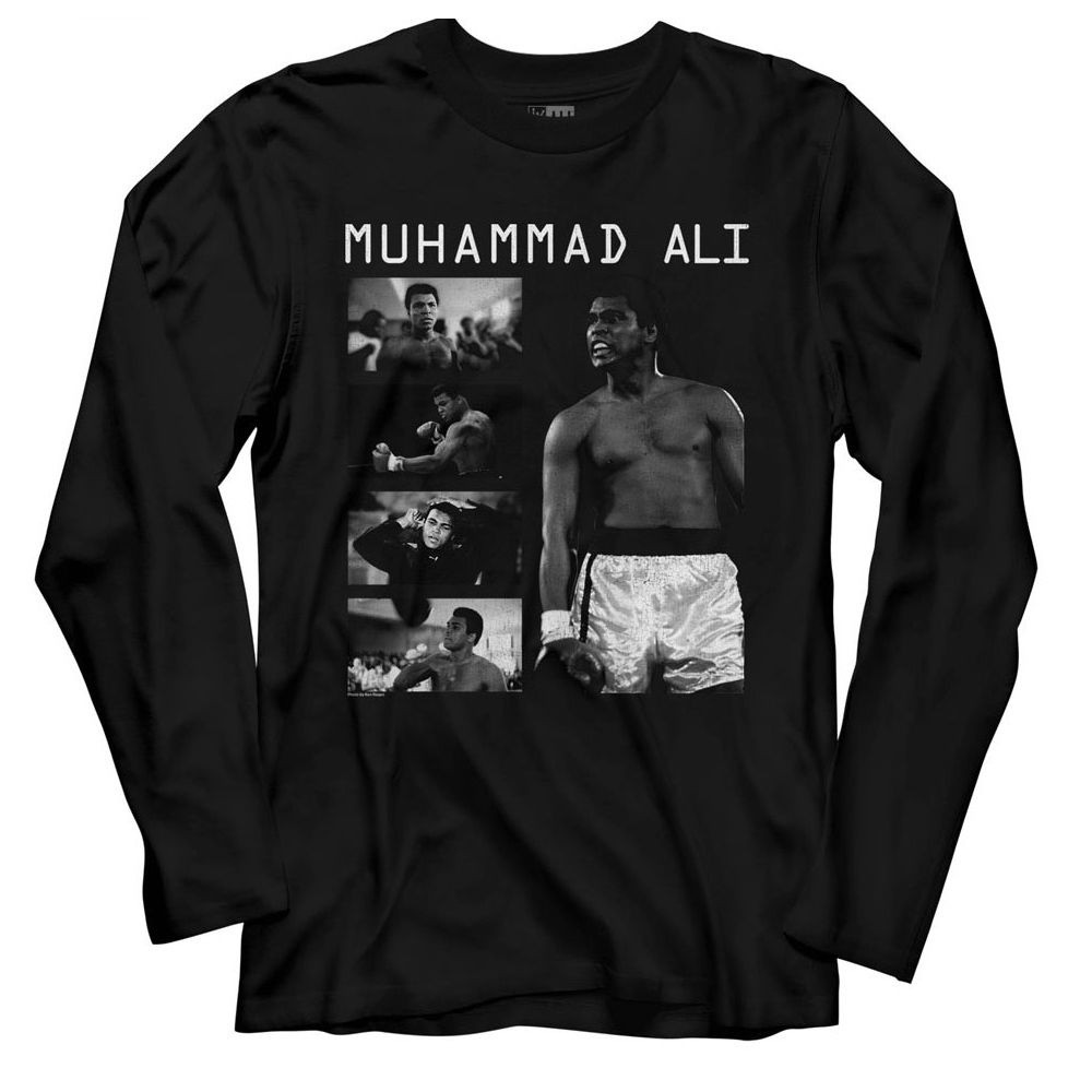 MUHAMMAD ALI-MUHAMMAD ALI COLLAGE-BLACK ADULT L/S TSHIRT
