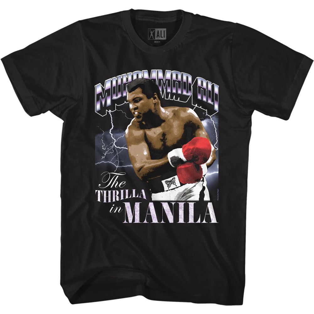 MUHAMMAD ALI-THRILLA AND LIGHTNING-BLACK ADULT S/S TSHIRT