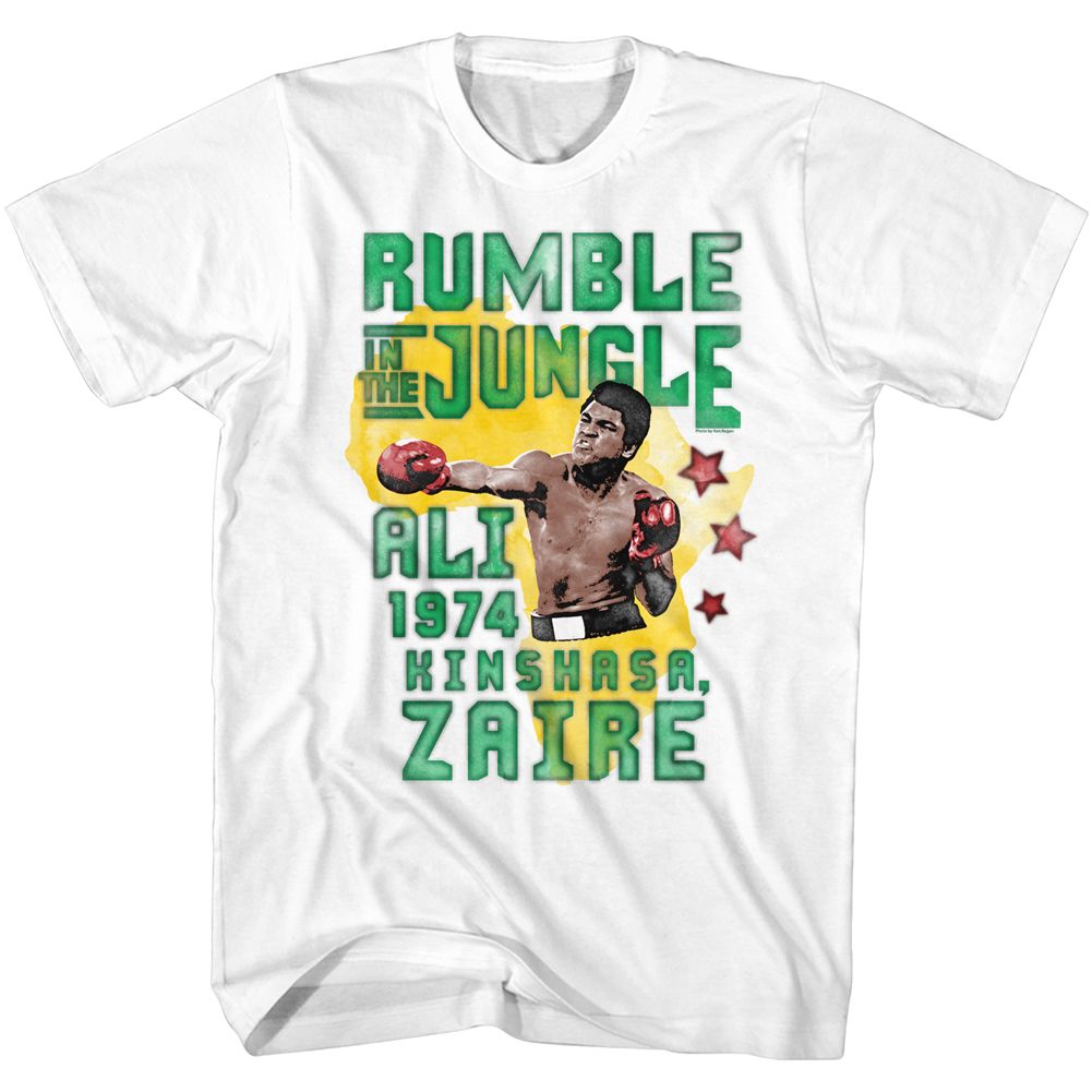 MUHAMMAD ALI-RUMBLE JUNGLE-WHITE ADULT S/S TSHIRT