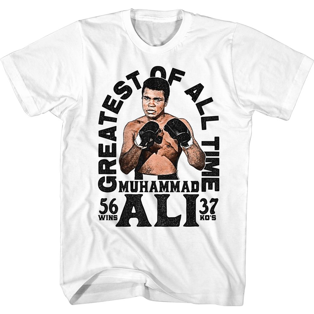 MUHAMMAD ALI-56 WIN 37 KO-WHITE ADULT S/S TSHIRT