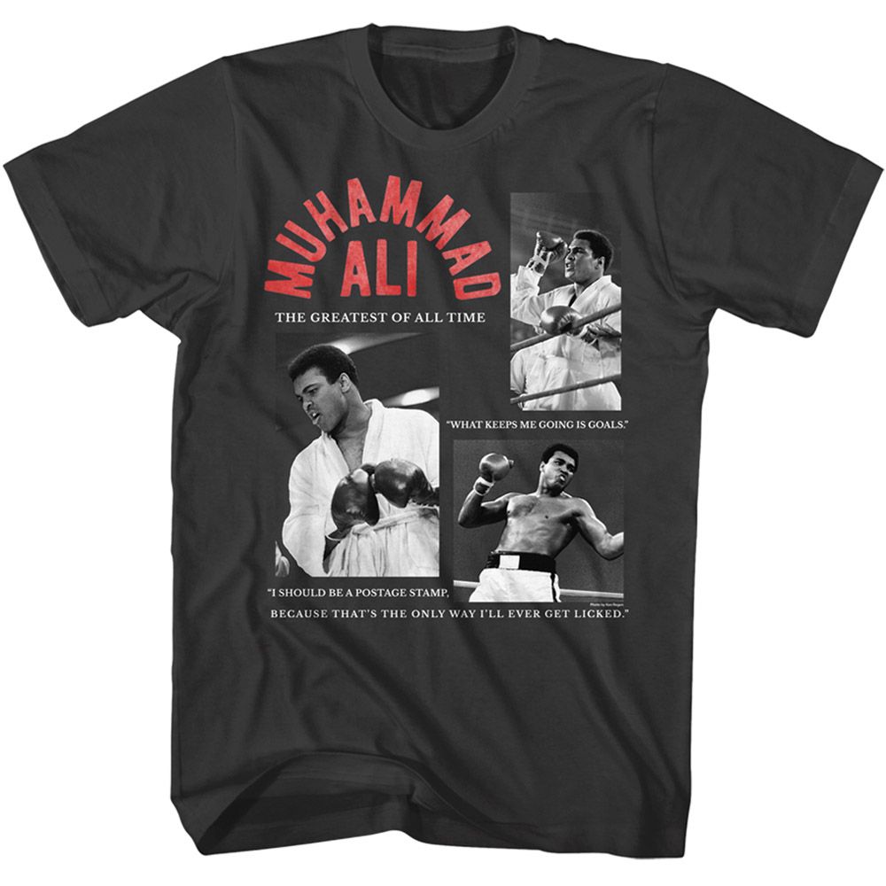 MUHAMMAD ALI-ALI QUOTE COLLAGE-SMOKE ADULT S/S TSHIRT