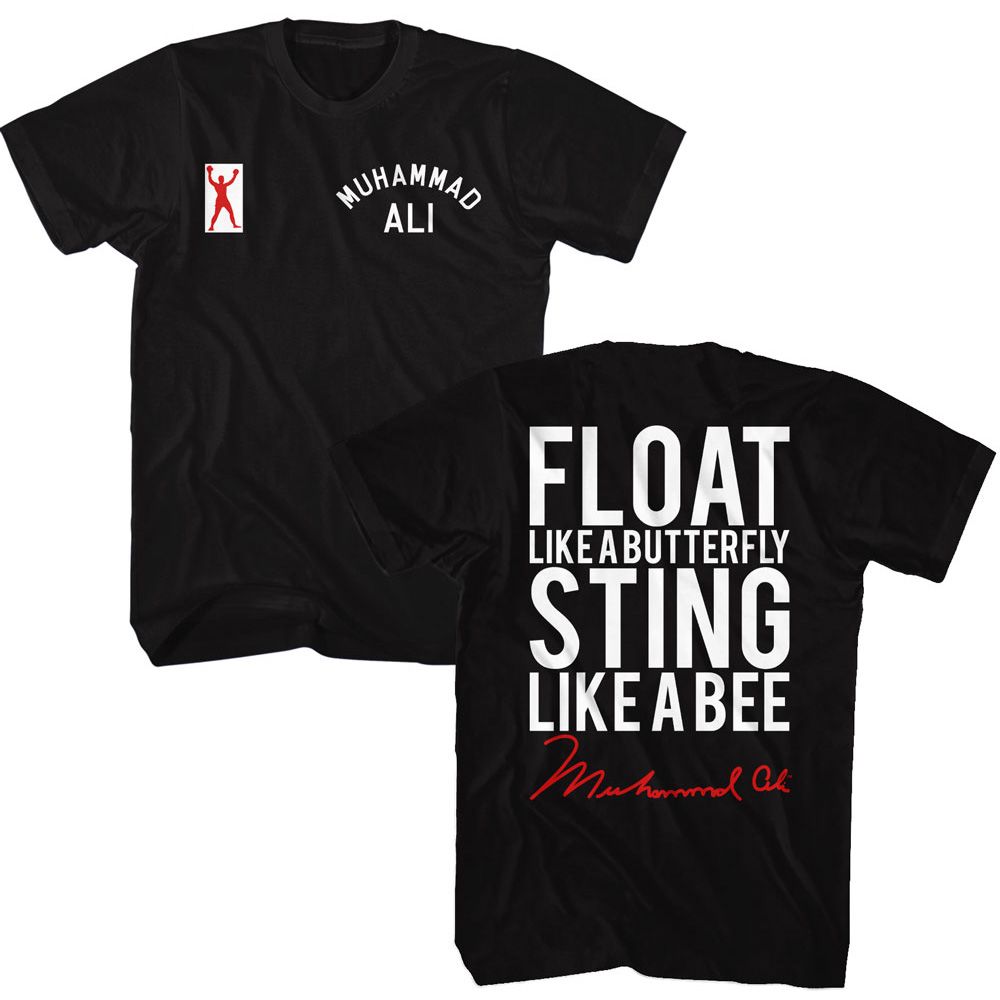 MUHAMMAD ALI-MUHAMMAD ALI FLOAT STING 2-SIDED-BLACK ADULT S/S TSHIRT