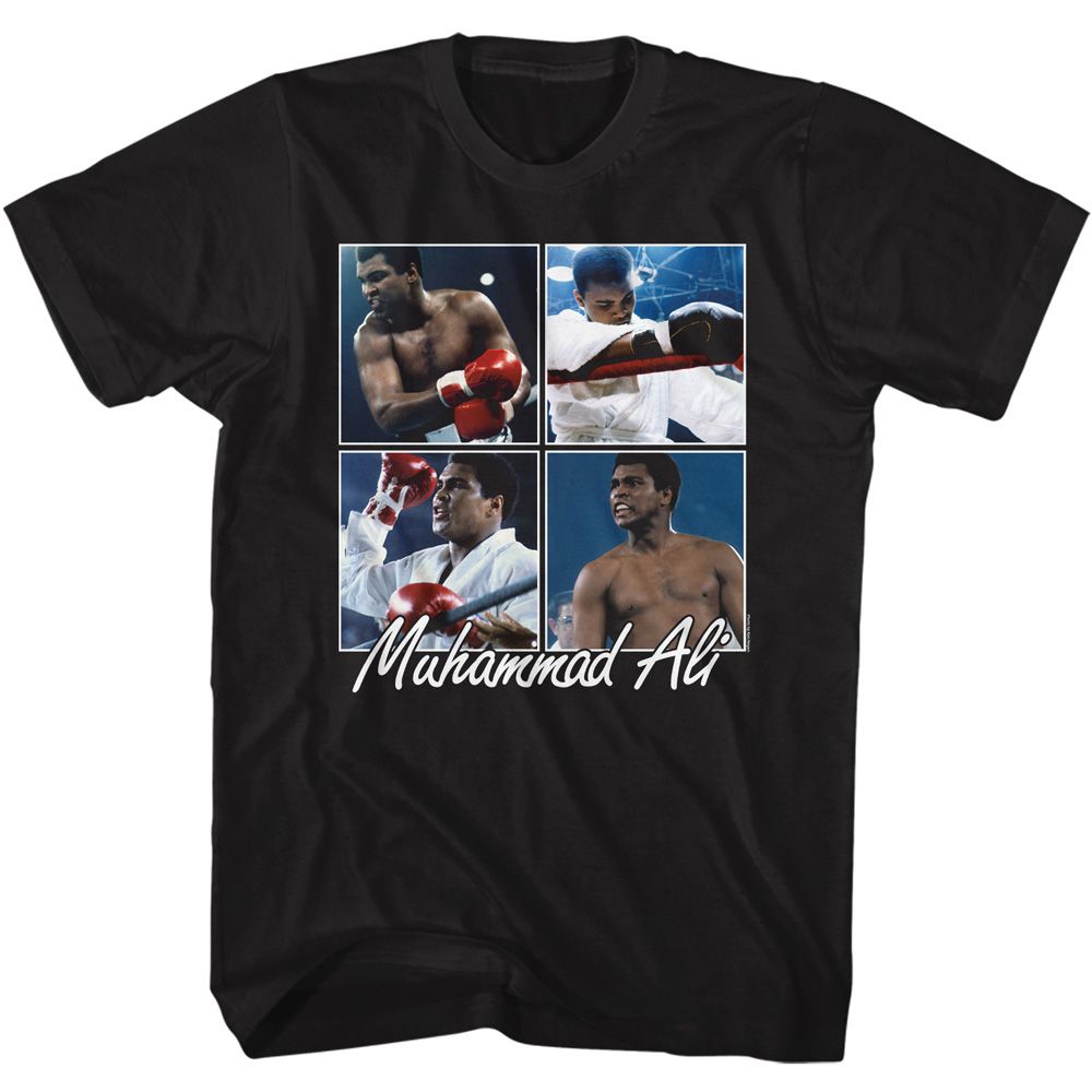 MUHAMMAD ALI-MUHAMMAD ALI ALI FOUR SQUARES-BLACK ADULT S/S TSHIRT