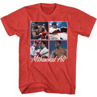 Thumbnail for MUHAMMAD ALI-MUHAMMAD ALI ALI FOUR SQUARES-RED HEATHER ADULT S/S TSHIRT