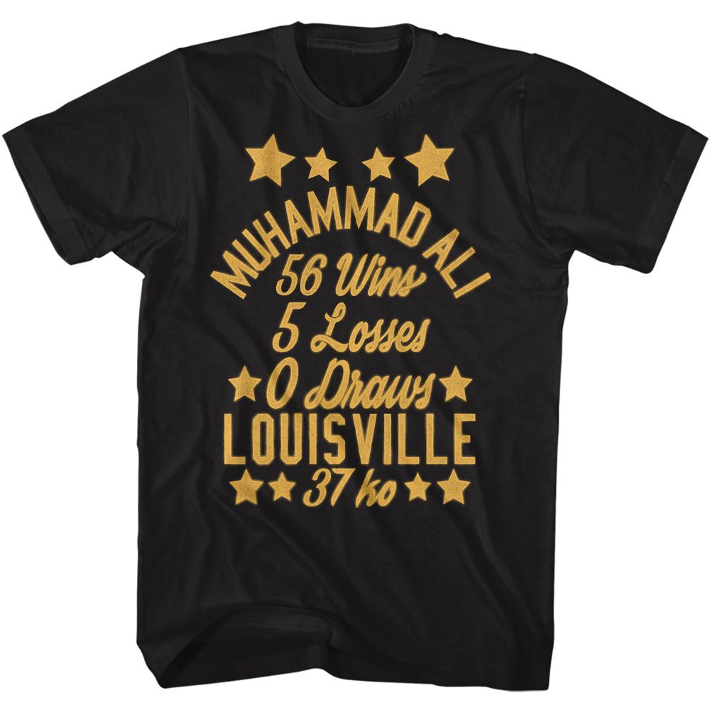 MUHAMMAD ALI-MUHAMMAD ALI WIN LOSS DRAW-BLACK ADULT S/S TSHIRT
