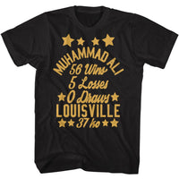 Thumbnail for MUHAMMAD ALI-MUHAMMAD ALI WIN LOSS DRAW-BLACK ADULT S/S TSHIRT