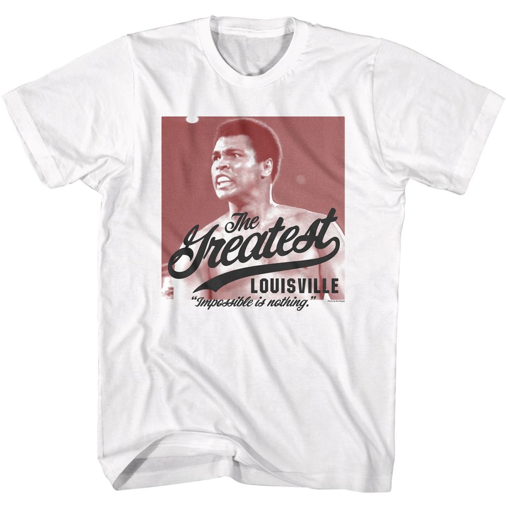 MUHAMMAD ALI-ALI IMPOSSIBLE IS NOTHING-WHITE ADULT S/S TSHIRT