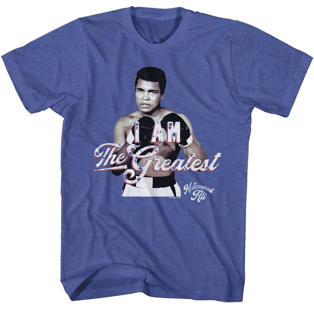 MUHAMMAD ALI-ALI AND GREATEST QUOTE-ROYAL HEATHER ADULT S/S TSHIRT