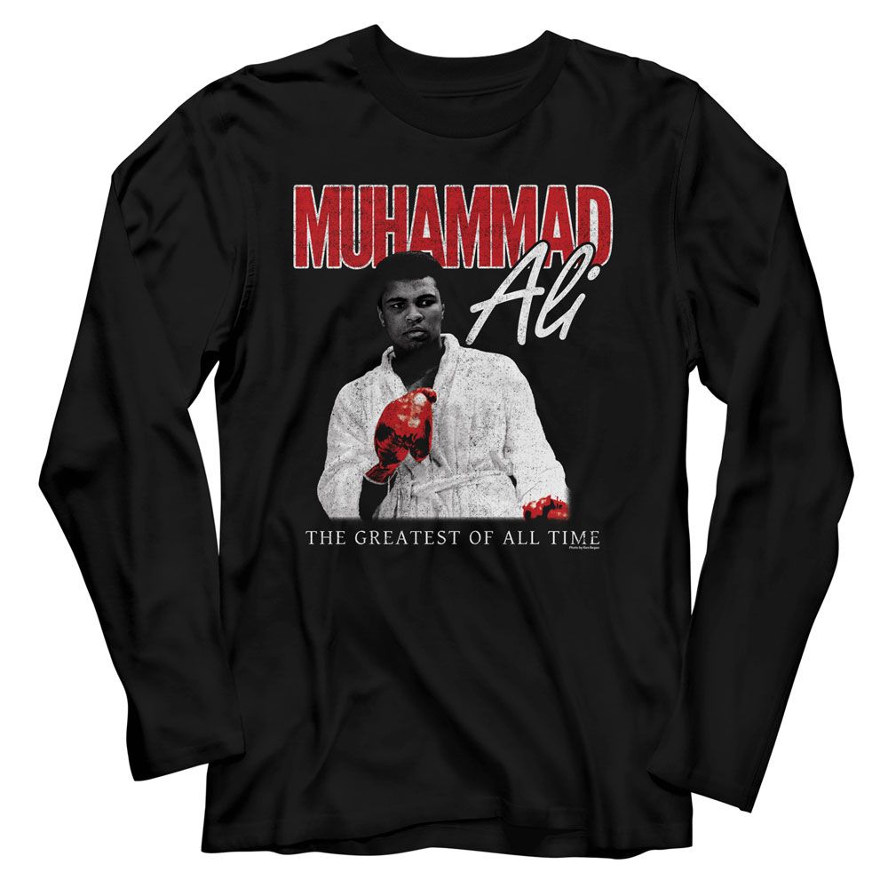 MUHAMMAD ALI-MUHAMMAD ALI RED GLOVE STARE-BLACK ADULT L/S TSHIRT