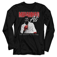 Thumbnail for MUHAMMAD ALI-MUHAMMAD ALI RED GLOVE STARE-BLACK ADULT L/S TSHIRT