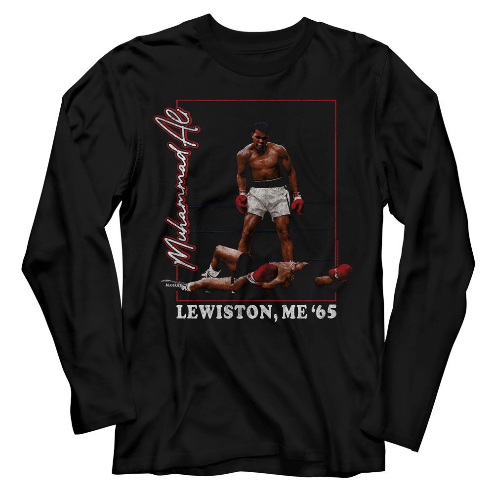 MUHAMMAD ALI-MUHAMMAD ALI LEWISTON ME 65-BLACK ADULT L/S TSHIRT