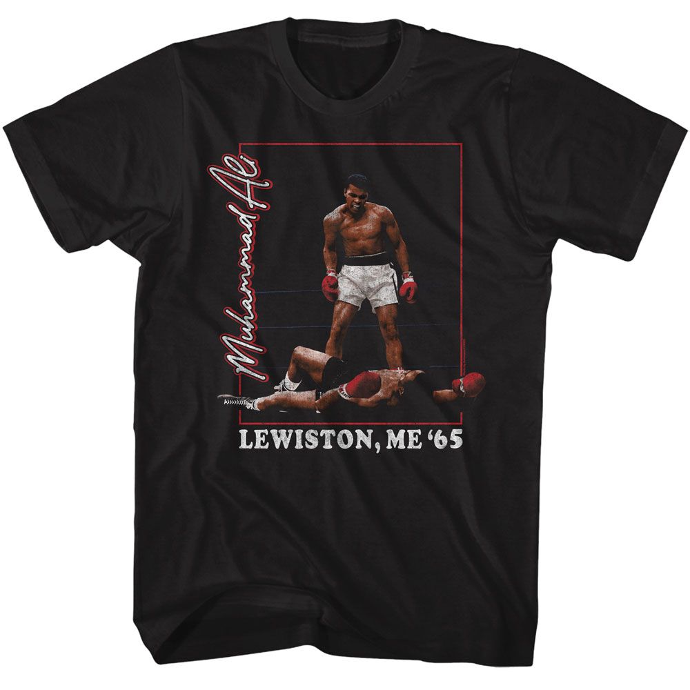 MUHAMMAD ALI-MUHAMMAD ALI LEWISTON ME 65-BLACK ADULT S/S TSHIRT