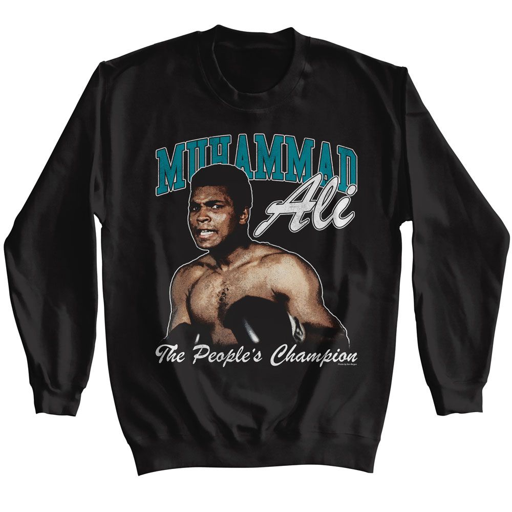 MUHAMMAD ALI-MUHAMMAD ALI THE PEOPLES CHAMP-BLACK ADULT L/S SWEATSHIRT