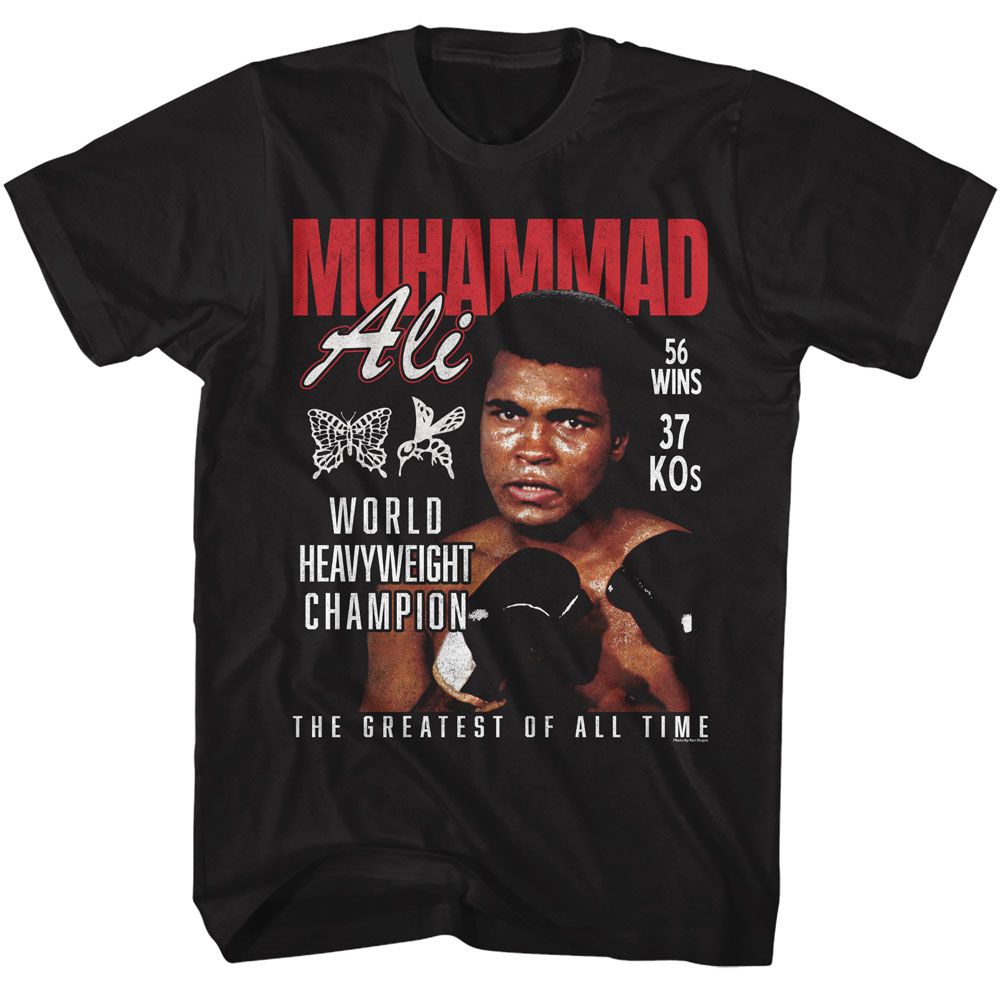 MUHAMMAD ALI-MUHAMMAD ALI HEAVYWEIGHT CHAMPION-BLACK ADULT S/S TSHIRT