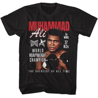 Thumbnail for MUHAMMAD ALI-MUHAMMAD ALI HEAVYWEIGHT CHAMPION-BLACK ADULT S/S TSHIRT