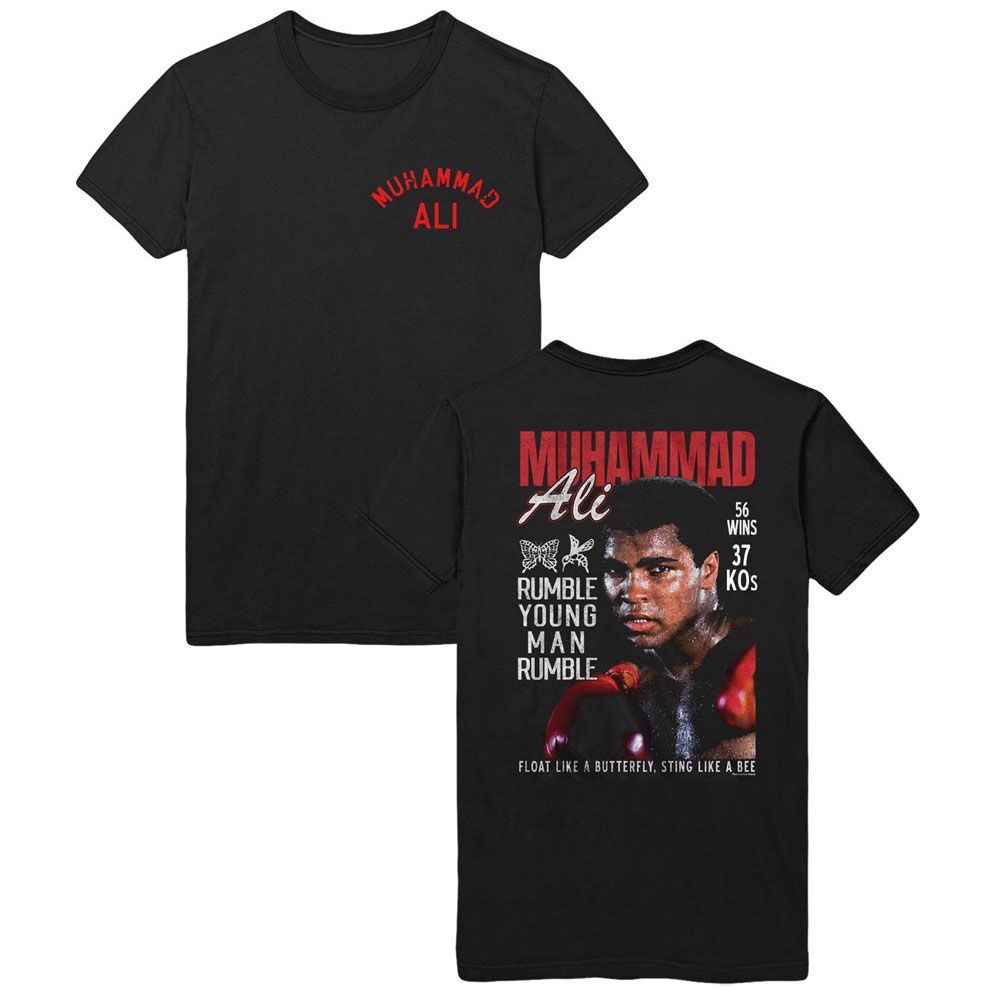 MUHAMMAD ALI-MUHAMMAD ALI RUMBLE YOUNG MAN FRONT AND BACK-BLACK ADULT S/S TSHIRT