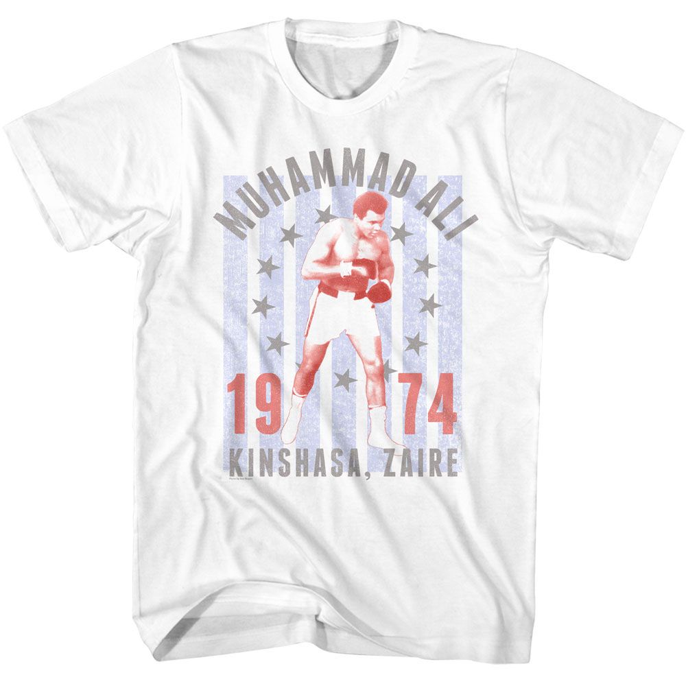 MUHAMMAD ALI-MUHAMMAD ALI KINSHASA ZAIRE 1974-WHITE ADULT S/S TSHIRT