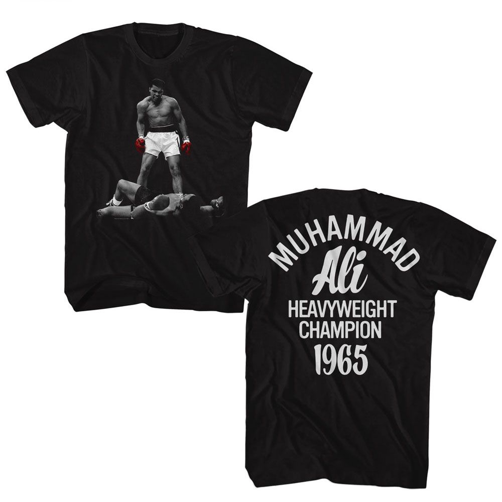 MUHAMMAD ALI-MUHAMMAD ALI VS LISTON 1965 CHAMP F B-BLACK ADULT S/S TSHIRT
