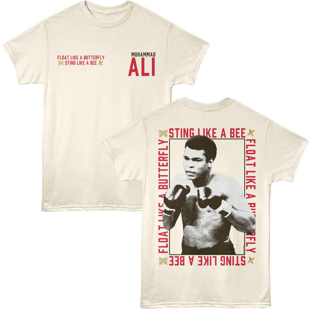 MUHAMMAD ALI-MUHAMMAD ALI FLOAT AND STING FRAMED-NATURAL ADULT S/S TSHIRT ***F&B***