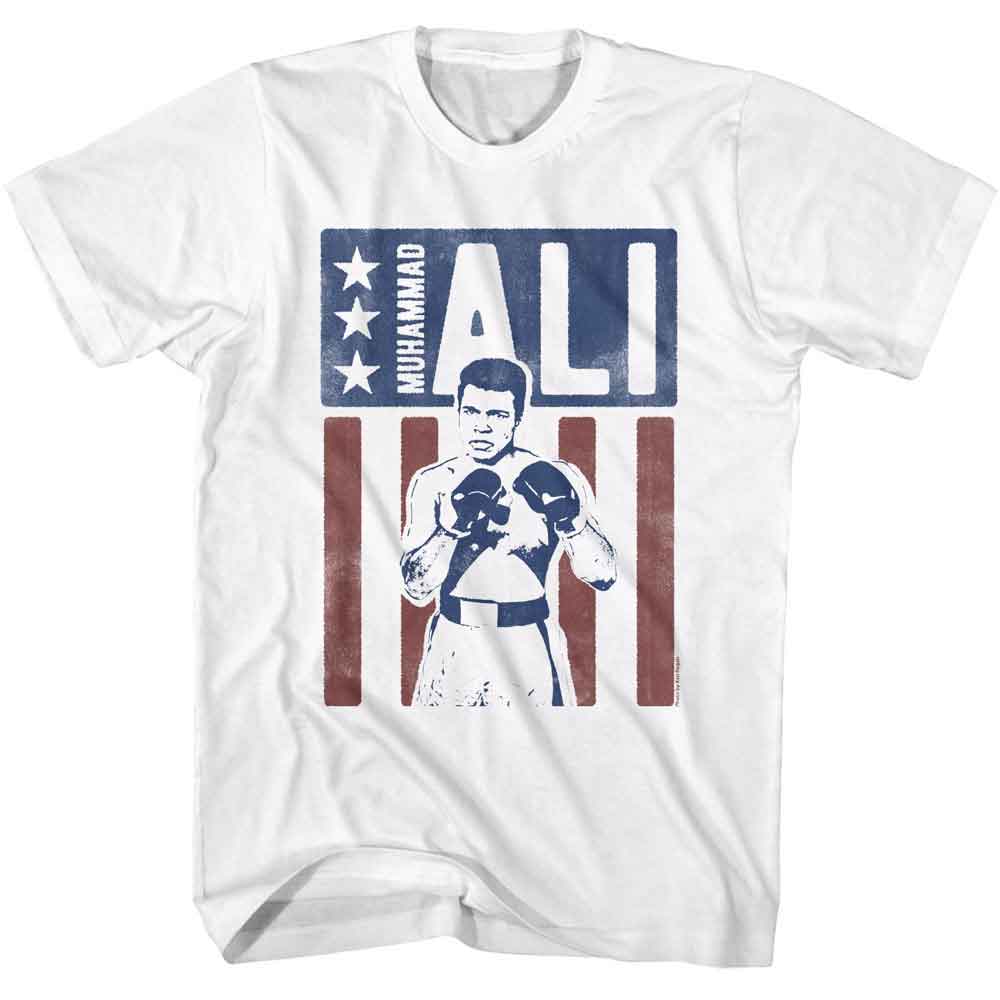 MUHAMMAD ALI-MUHAMMAD ALI FLAG-WHITE ADULT S/S TSHIRT