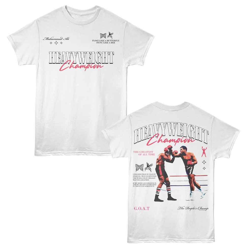 MUHAMMAD ALI-MUHAMMAD ALI HEAVYWEIGHT CHAMPION F B-WHITE ADULT S/S TSHIRT ***F&B***