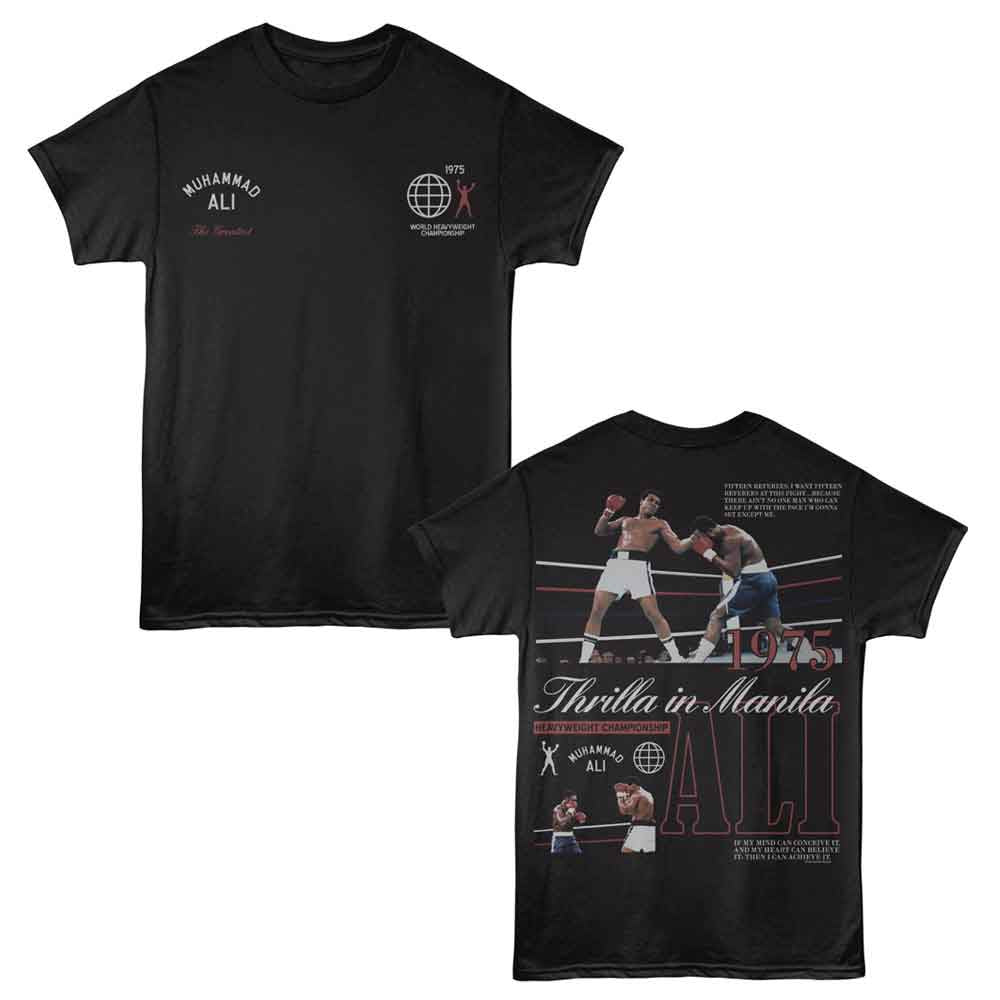 MUHAMMAD ALI-MUHAMMAD ALI THRILLA IN MANILLA F B-BLACK ADULT S/S TSHIRT ***F&B***