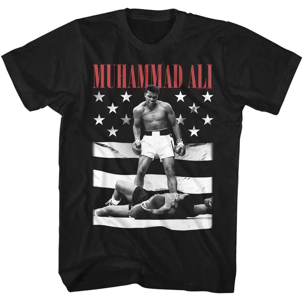 MUHAMMAD ALI-MUHAMMAD ALI FLAG-BLACK ADULT S/S TSHIRT