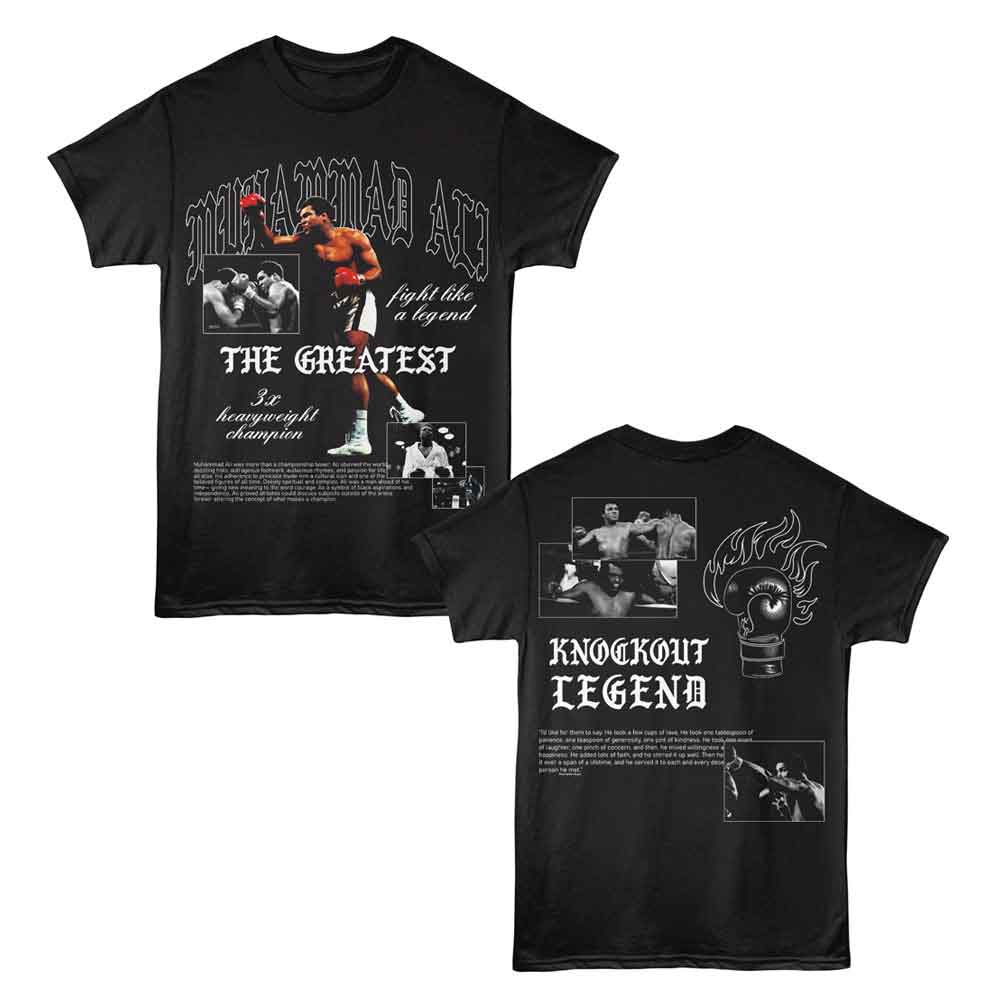 MUHAMMAD ALI-MUHAMMAD ALI KNOCKOUT LEGEND F B-BLACK ADULT S/S TSHIRT ***F&B***