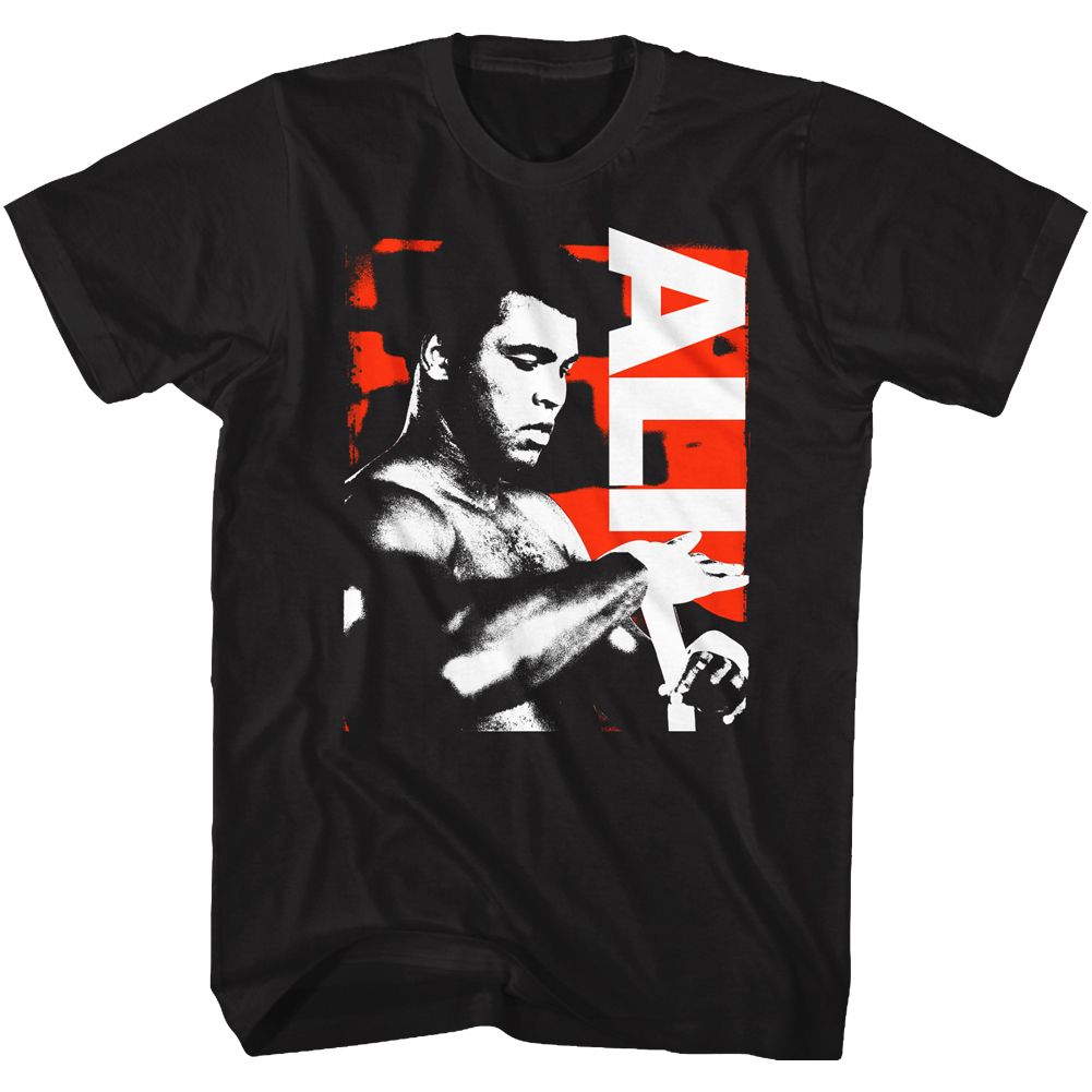 MUHAMMAD ALI-GETTING READY-BLACK ADULT S/S TSHIRT