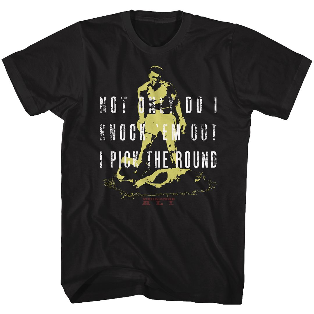 MUHAMMAD ALI-KNOCKING-BLACK ADULT S/S TSHIRT