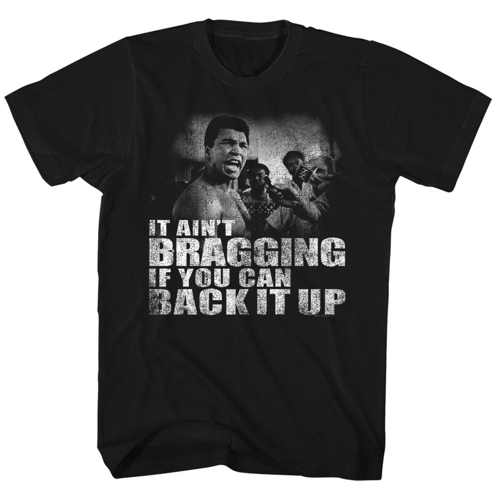 MUHAMMAD ALI-DISTRESSED BACK IT UP-BLACK ADULT S/S TSHIRT