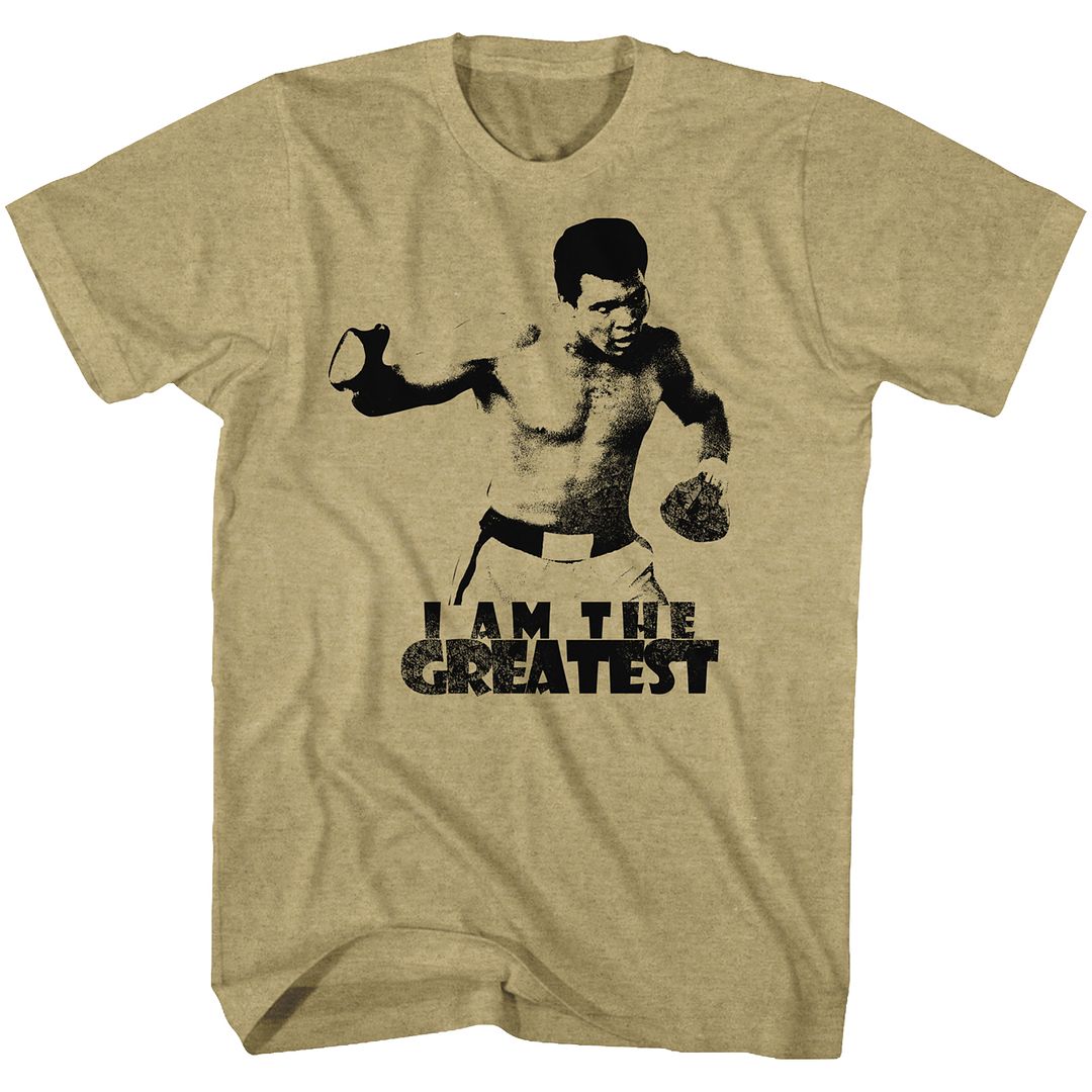 MUHAMMAD ALI-I AM THE GREATEST-KHAKI HEATHER ADULT S/S TSHIRT