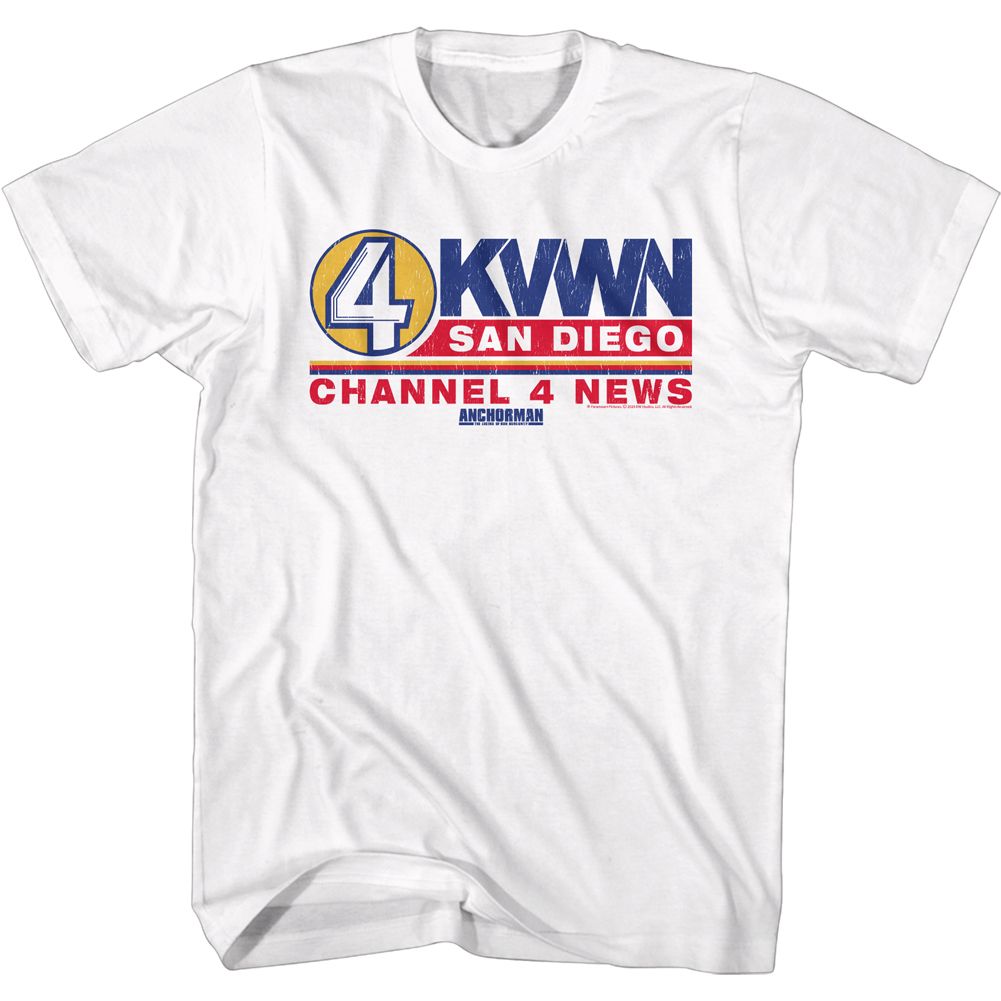ANCHORMAN-CH 4 NEWS LOGO-WHITE ADULT S/S TSHIRT