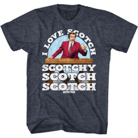Thumbnail for ANCHORMAN-I LOVE SCOTCH-NAVY HEATHER ADULT S/S TSHIRT
