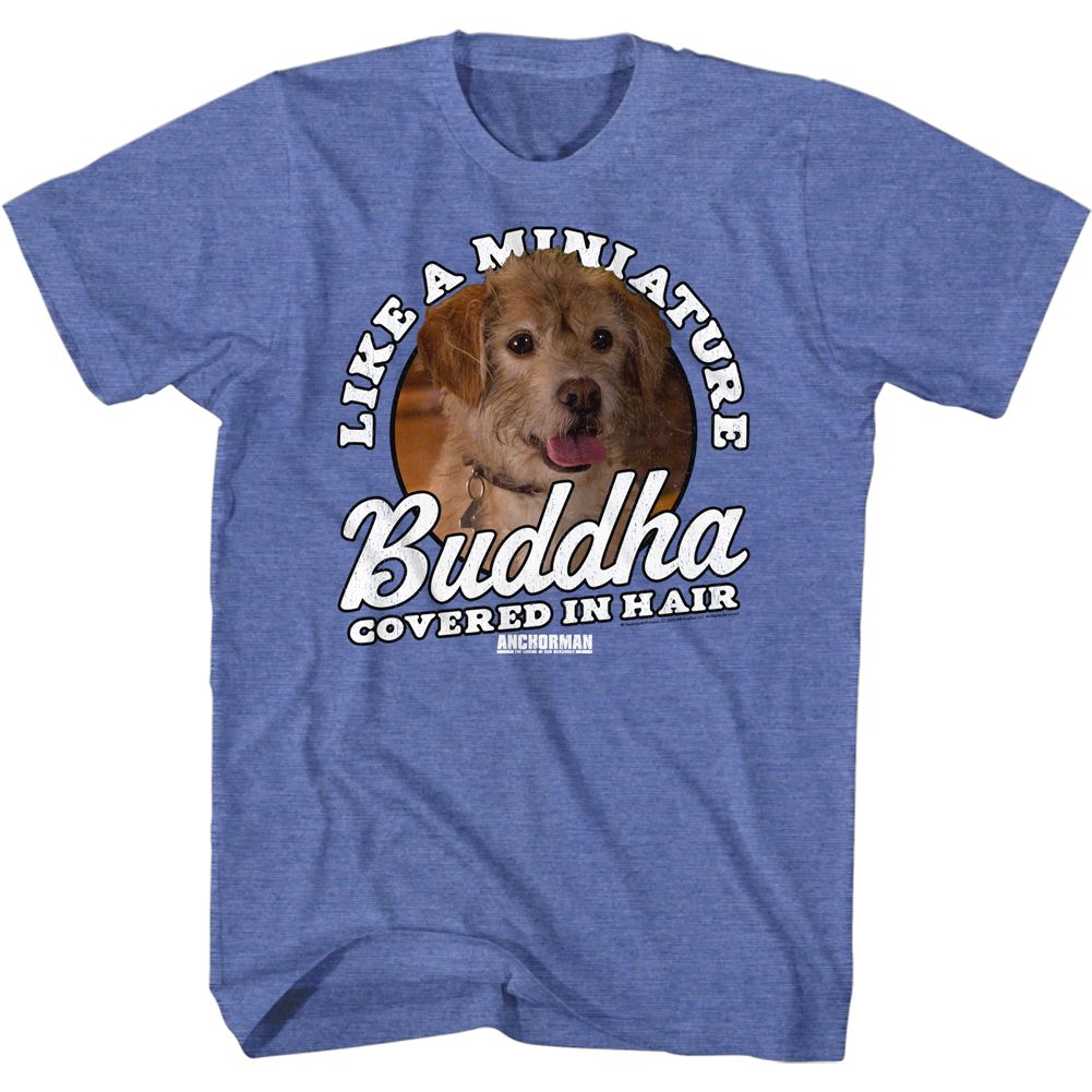 ANCHORMAN-MINIATURE BUDDHA-ROYAL HEATHER ADULT S/S TSHIRT
